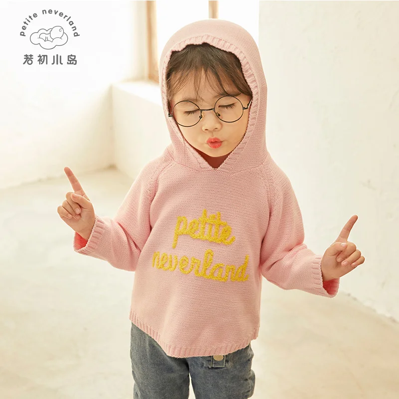 
100% cotton knits pullover cute custom embroidery baby girl boy sweater clothes for winter 