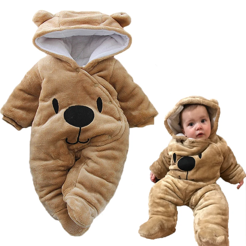 Unisex Winter Fleece Baby Romper Long Sleeve Newborn Coat Jumpsuit Soft Infant Knitted Clothing for Boy or Girl