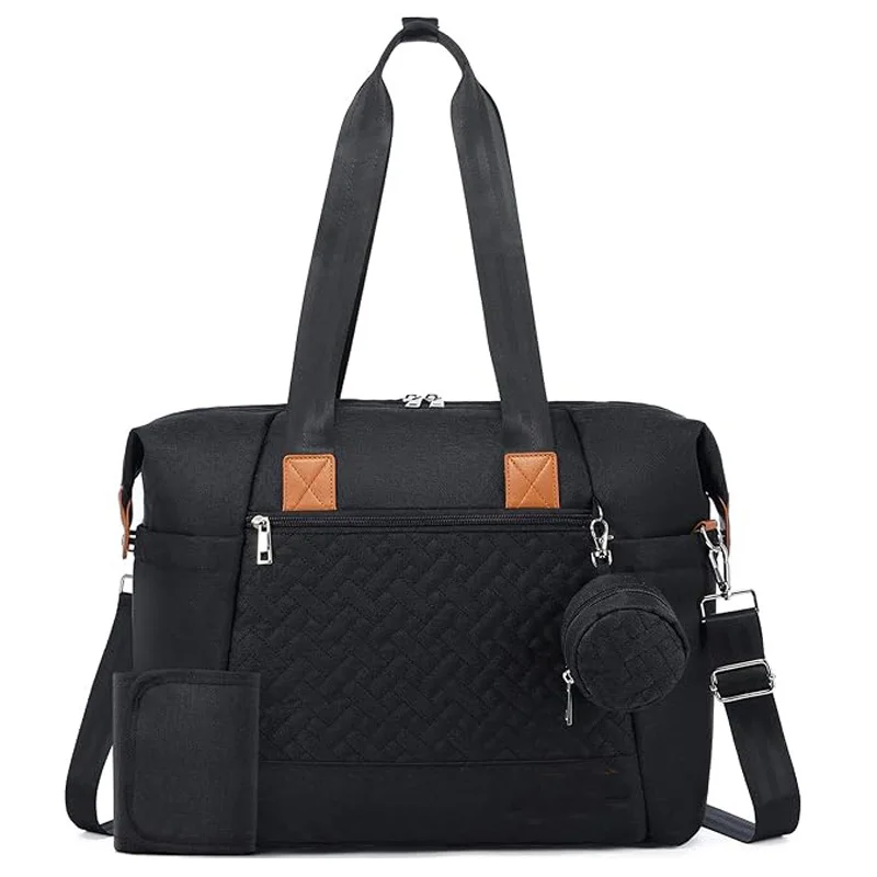 OEM Easy To Carry Large Lightweight Durable Multi Compartment Waterproof Travel Tote with Changing Pad Mommy Baby Diapers Bag
