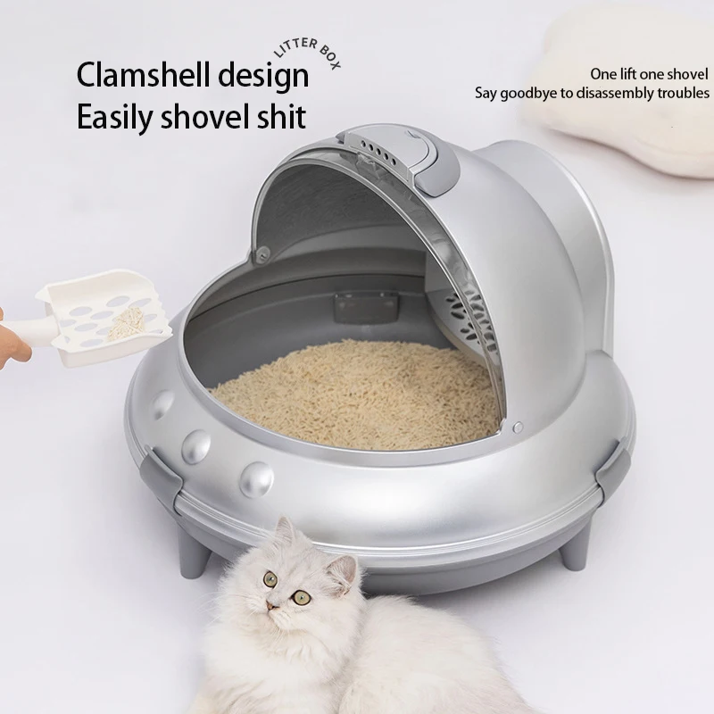 Pet cleanup travel space capsule toilet sandbox large smart cat toilet cat litter box with drawer fully enclosed pet toilet