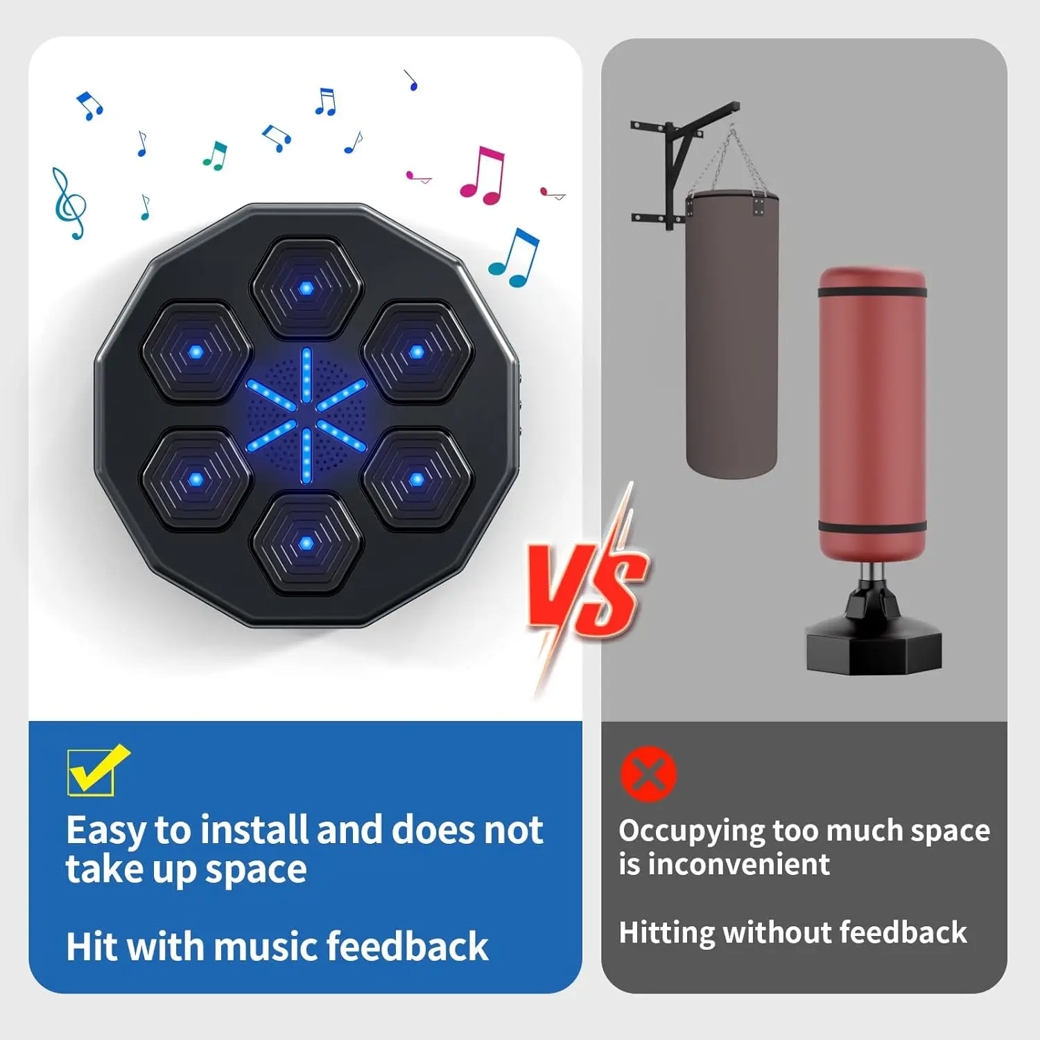 YUNPAO Music Boxing Machine Wall-Mounted Led Light Boxing Equipment With Bluetooth