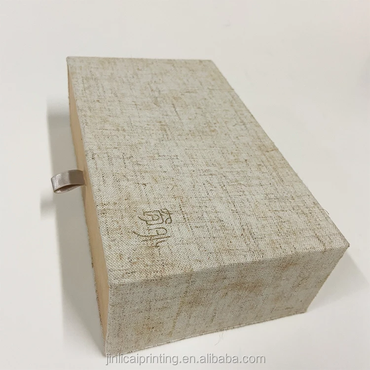 Custom cardboard paper packaging fabric cover gift luxury box with drawer