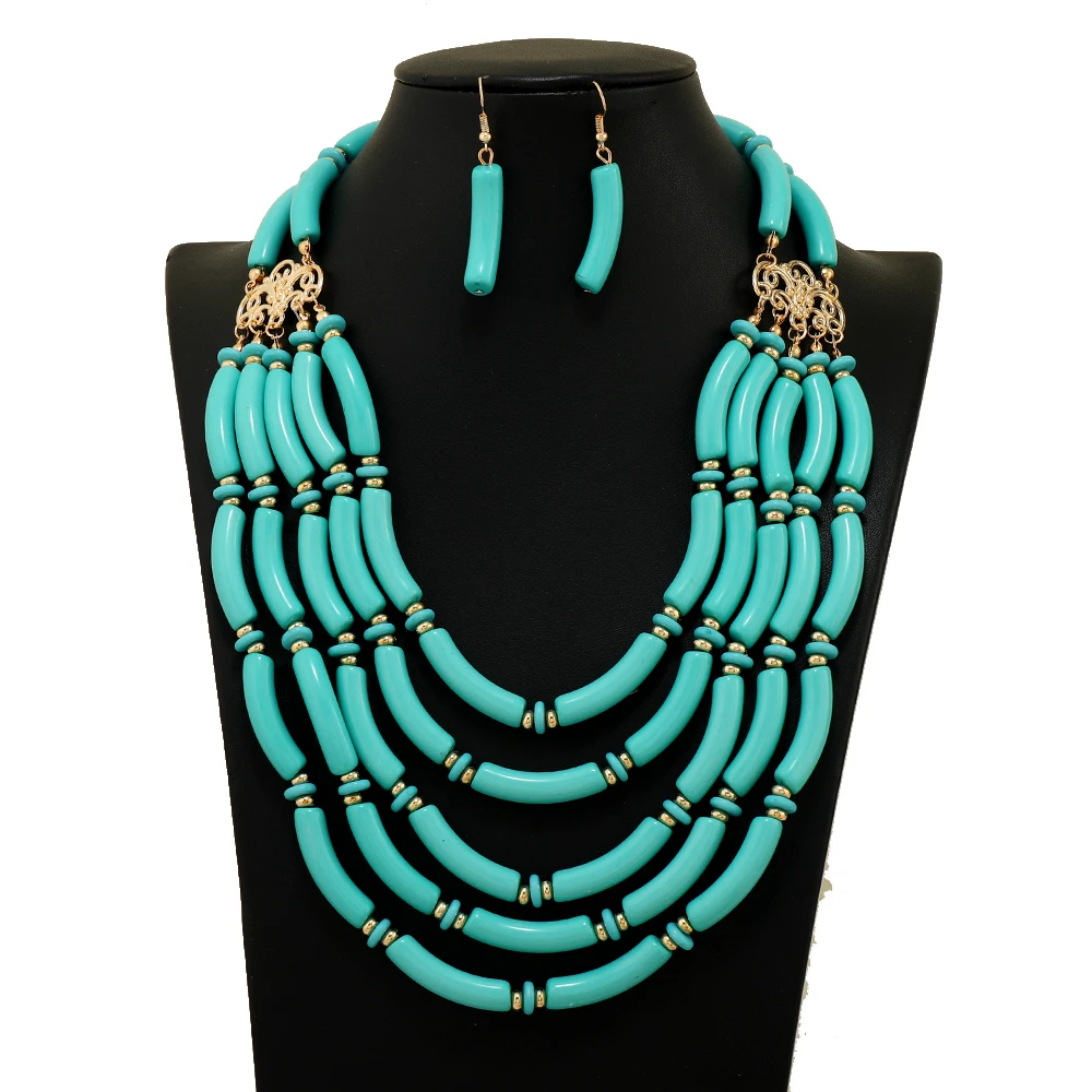 Набор украшений для вечеринок в богемном стиле ожерелье и серьги из многослойной смолы ручной работы африканском