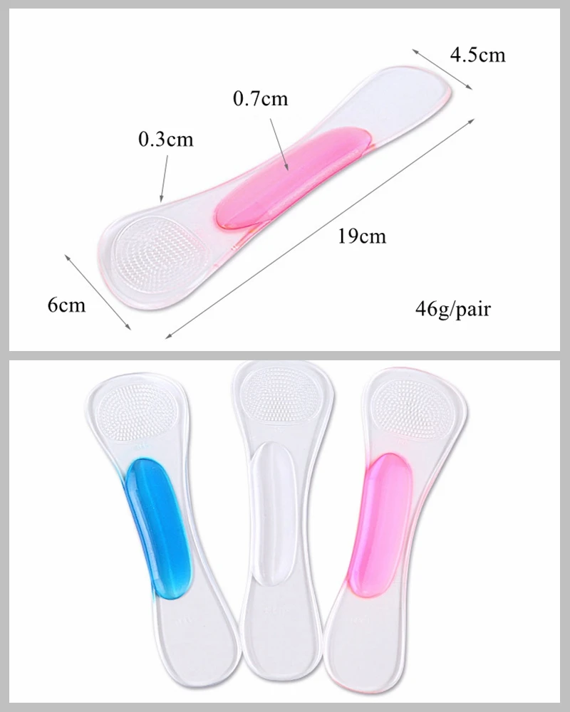 Non-Slip Women Gel 3/4 length Arch Support Anti-slip Massaging Metatarsal Cushion Orthopedic Insoles for High Heels Shoes Pad