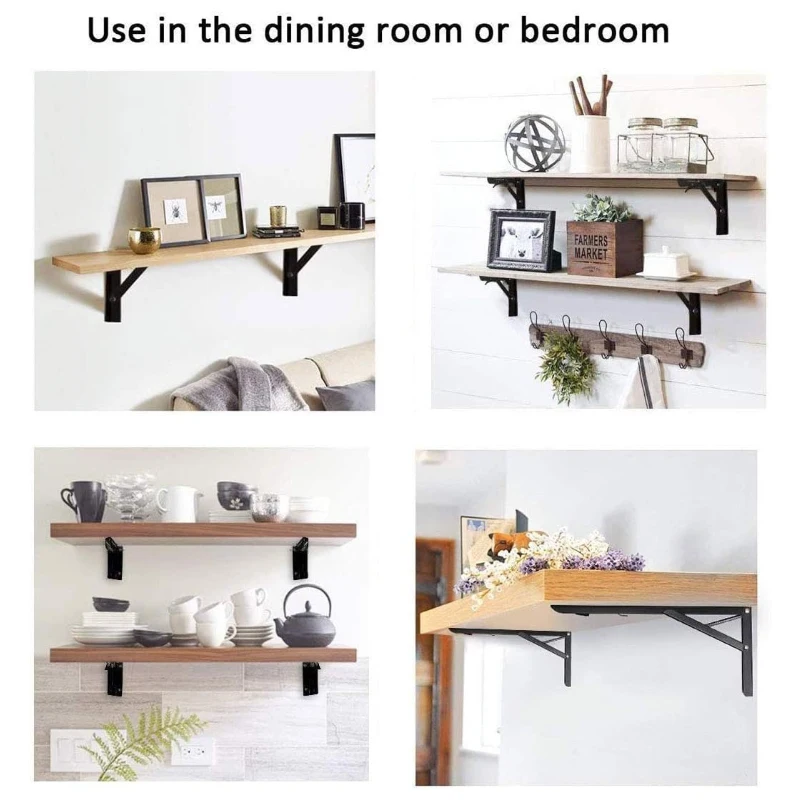 20.059 Furniture Hardware Heavy Duty Hidden Wall Mounted Folding Shelf Brackets Metal Triangle Shelf Brackets for Space Saving