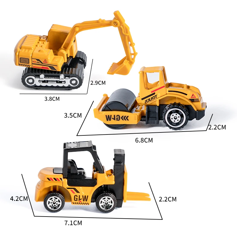 1/55 Scale Plastic Mini Model Dump Truck Garbage Truck Carriage Hoist Road Roller Engineering Trucks