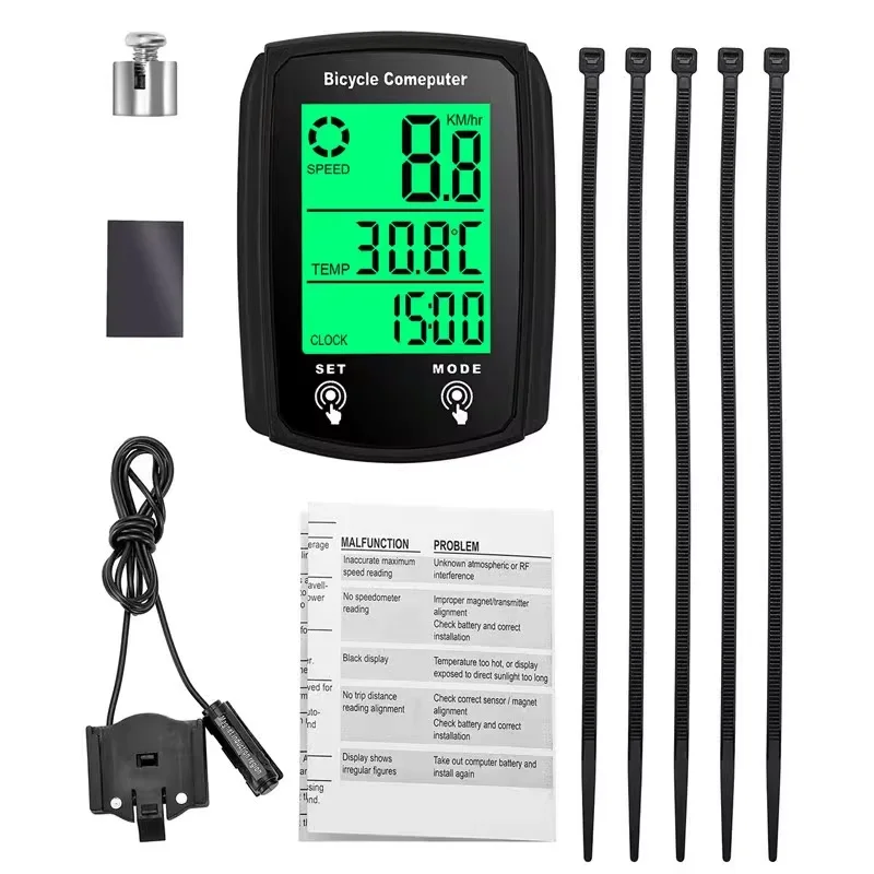 Wireless Bluetooth Bicycle Speedometer Odometer Touch Screen Luminous Wired Code Meter Digital Electronic Bicycle Computer