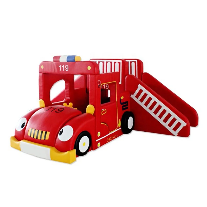 Top quality factory direct wholesale preschool children indoor climbing equipment fire truck shape soft indoor playground