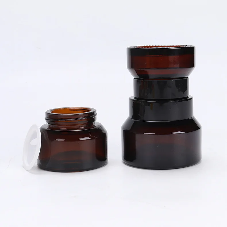 
sloping shoulder jar frosted olive green glass jar cosmetics cream skincare packaging 