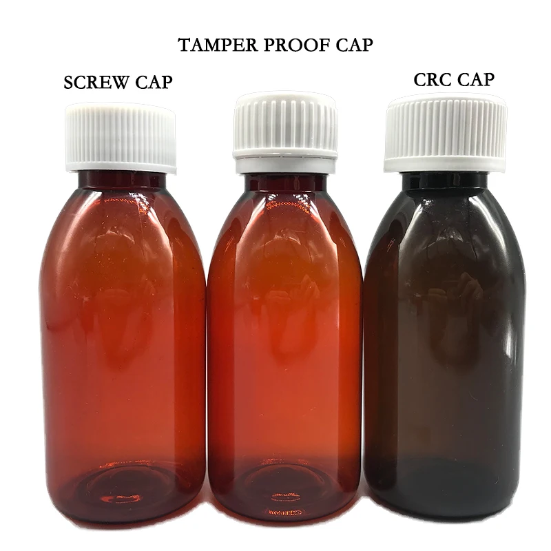 Without scale Pharmaceutical 4oz 125ML pet plastic amber brown syrup bottle with 15ml/30ml measuring cup