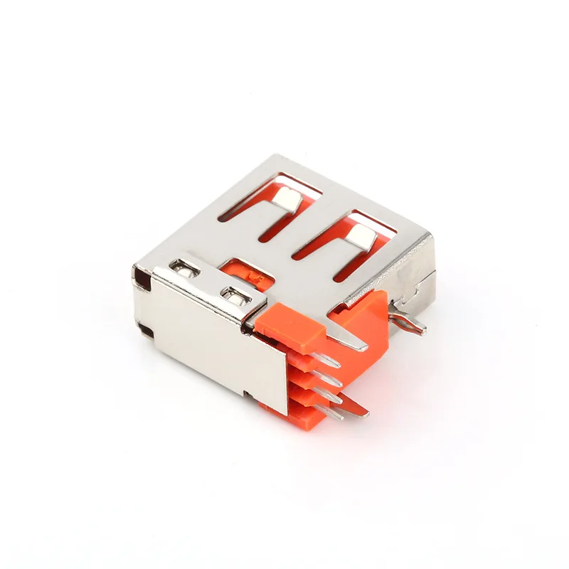 Orange 4pin Side Insert 3A 5A DIP PCB Large Current Data Charge Plug Socket Female USB A Connector 2.0