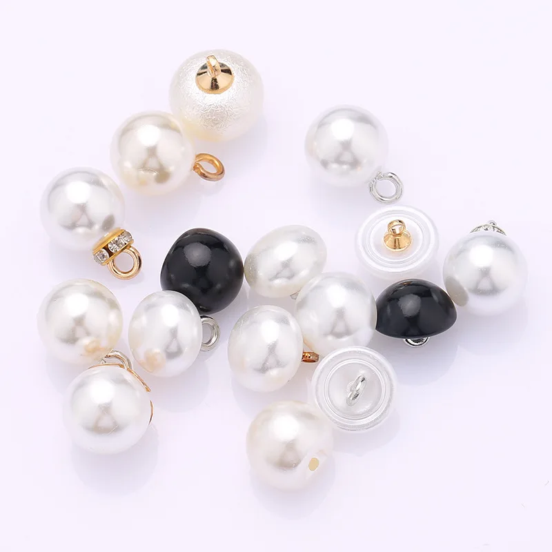 Pearl mushroom button Round resin button decorated black white shirt chiffon hand stitched pearl button