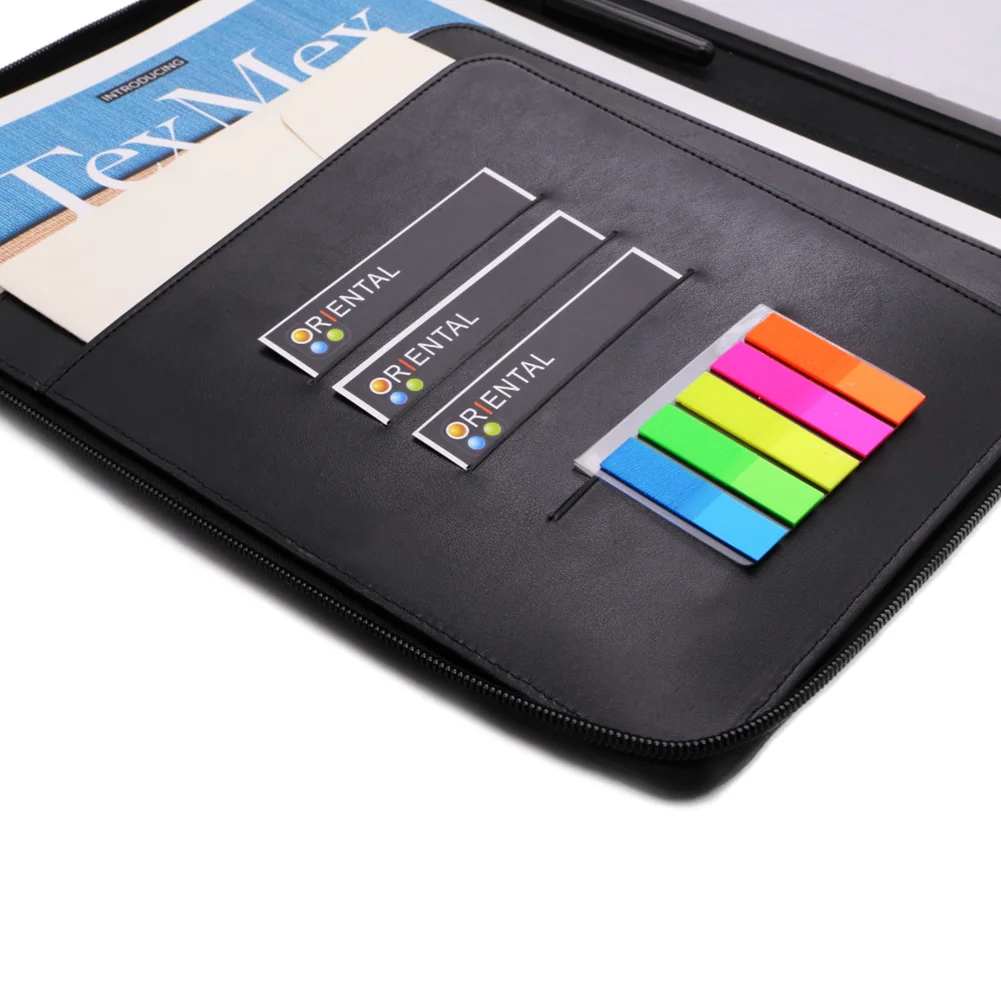 Fashion Business Office Zipper File Folder Manager Bag Organizer PU Leather Document Portfolio