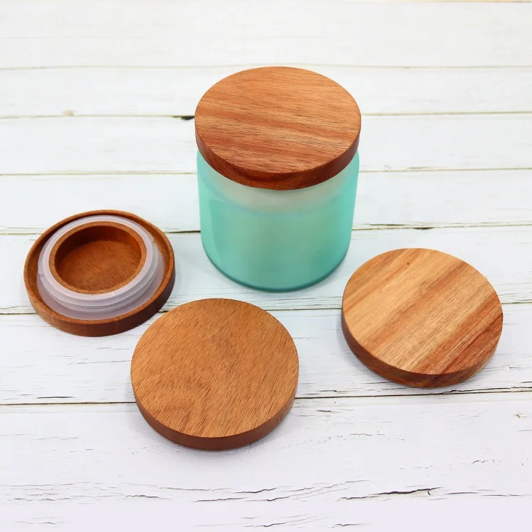 Vietnam high quality acacia wood candle cover round solid sealed wooden wax lid custom size storage wooden lid