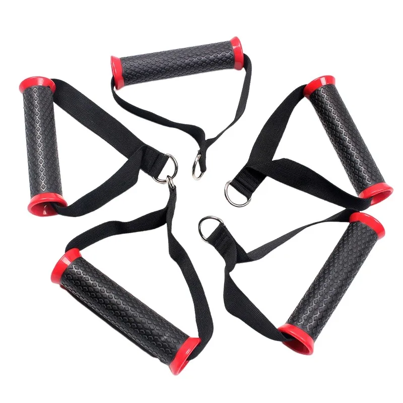 Custom Logo Home Gym Pull Up Accessories Nylon Straps Sport Tpr Handgrips Gym Exercise Handles With D Ring For Resistance Bands