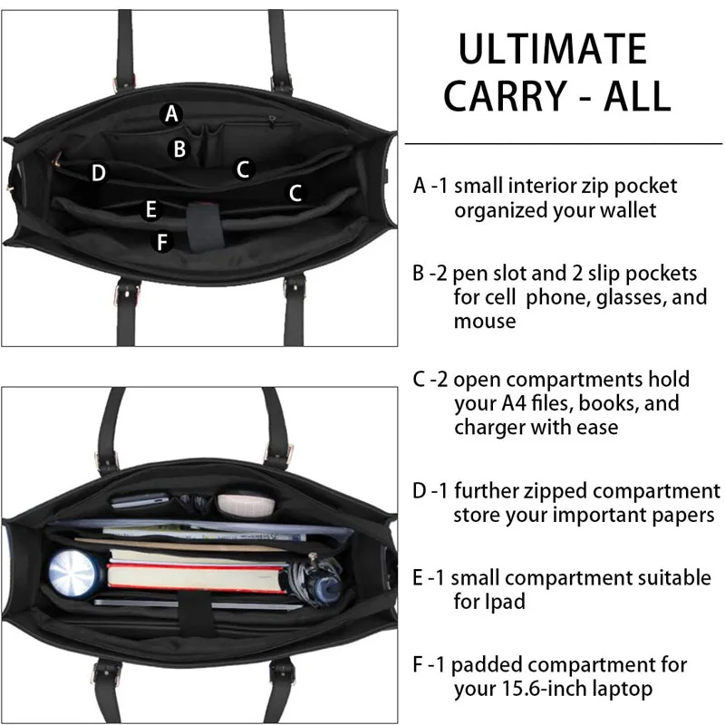 Yuhong Laptop Bag for Women Waterproof Lightweight Leather 15.6 Inch Computer Tote Bag Business Office Briefcase Large Capacity