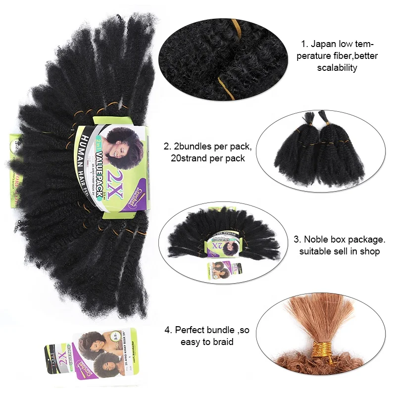 Zoesoul 14inch Low Temperature Fiber Synthetic Kinky Crochet Twist Hair Bulk Afro curly Marley Braid Hair