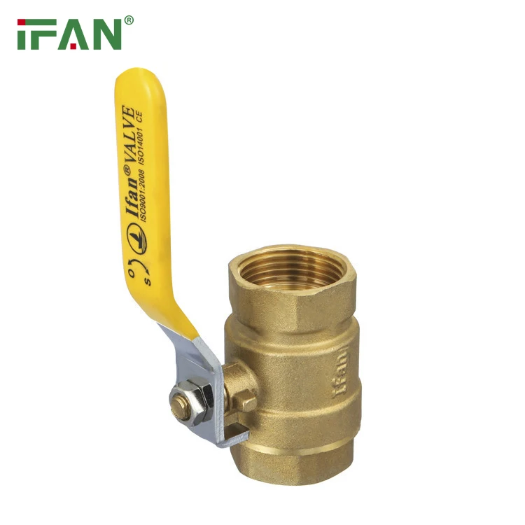 IFAN ASTM D2513 Anti-corrosion 1/2'-2' Brass Ball Valve Yellow Straight Handle Gas Valve Female Thread Brass Gas Valve