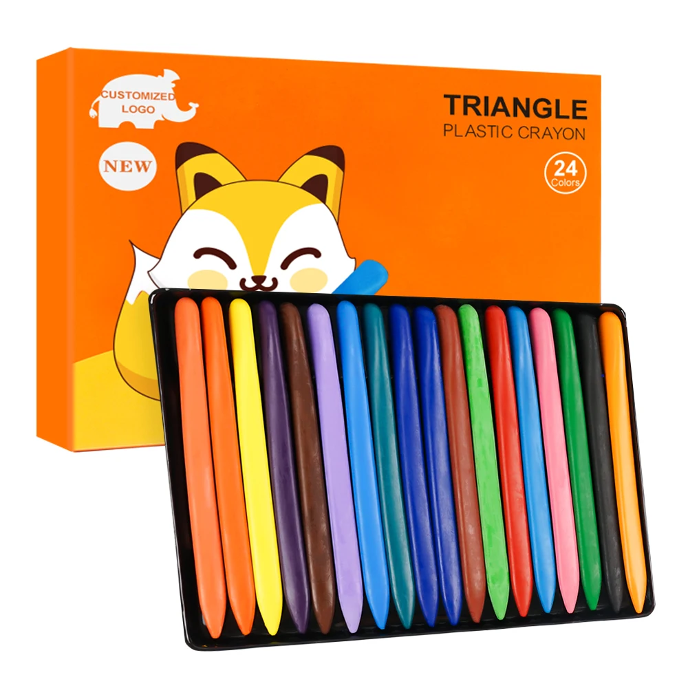 Color Box Set 6/12/24 Pack Kids Drawing Triangle Crayons For Kids