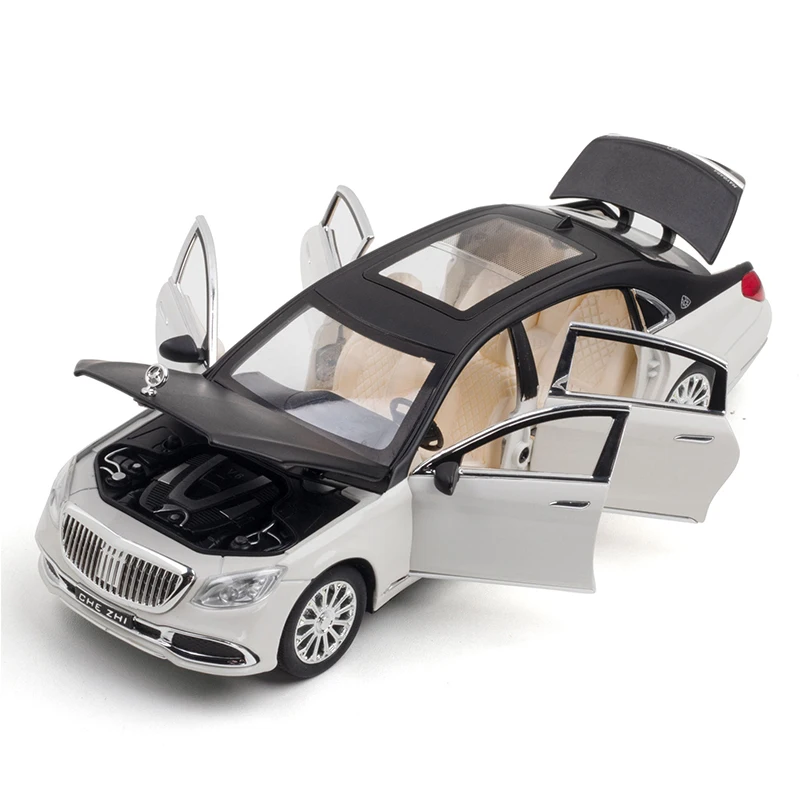 Cross border 1:24 Maybach GLS600 simulation alloy pull back sound and light car model toy diecast toy car wholesale