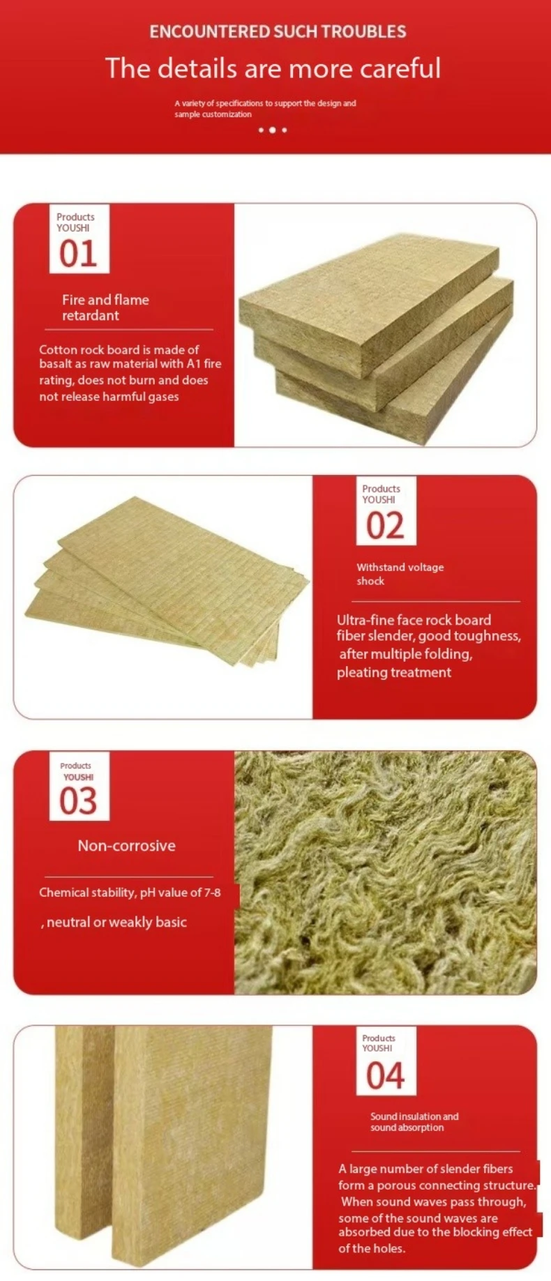 Fireproof soundproof thermal insulation rock wool slabs mineral rock wool board