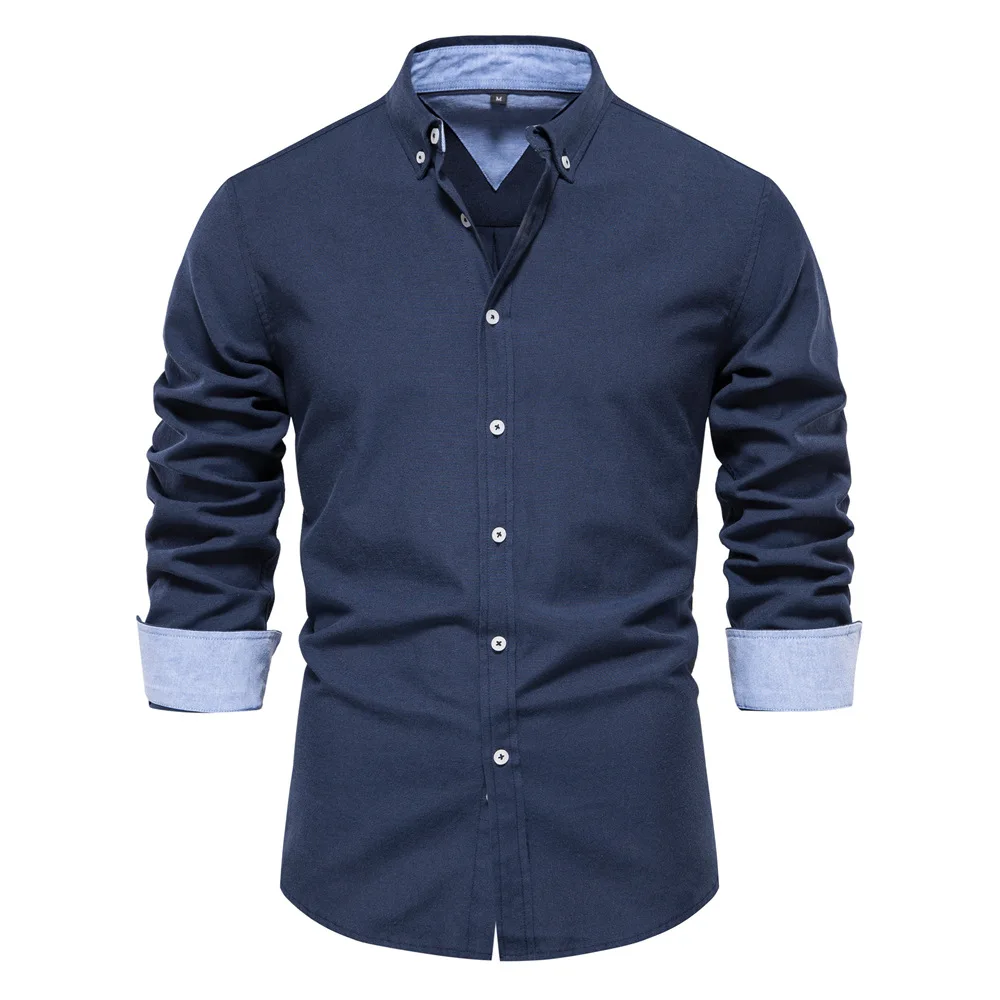 Classic 3/4 Long Sleeve Compression Shirt Black Men Cut And Sew Fancy Shirts Wrinkle Resistant Casual Long Sleeved Shirts