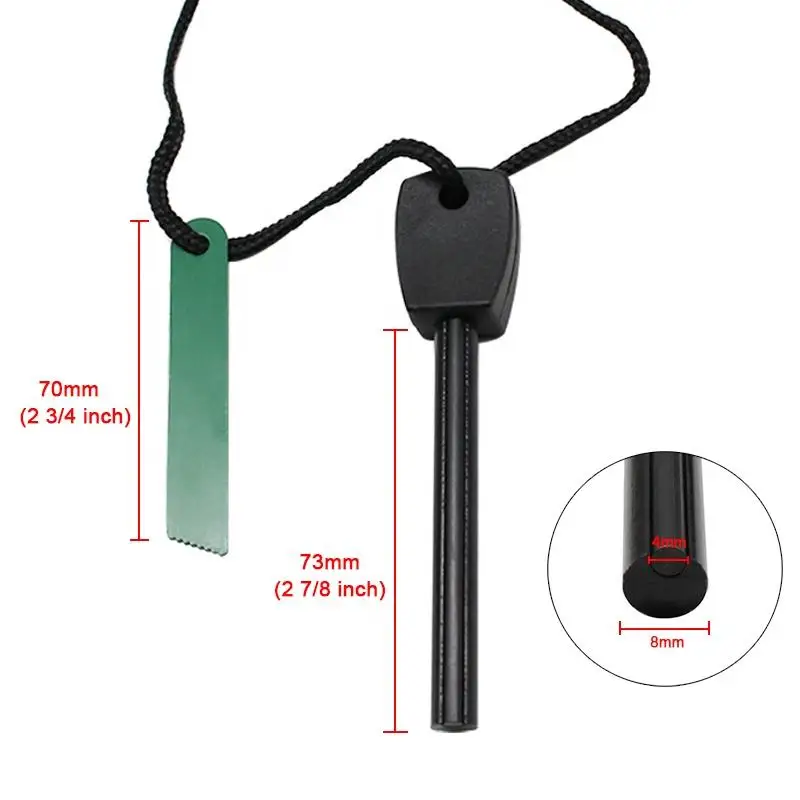 5/16 Inch Fire Starter Supplies Portable Mini Emergency Premium Survival Gear Firestick Firesteel with Green Striker