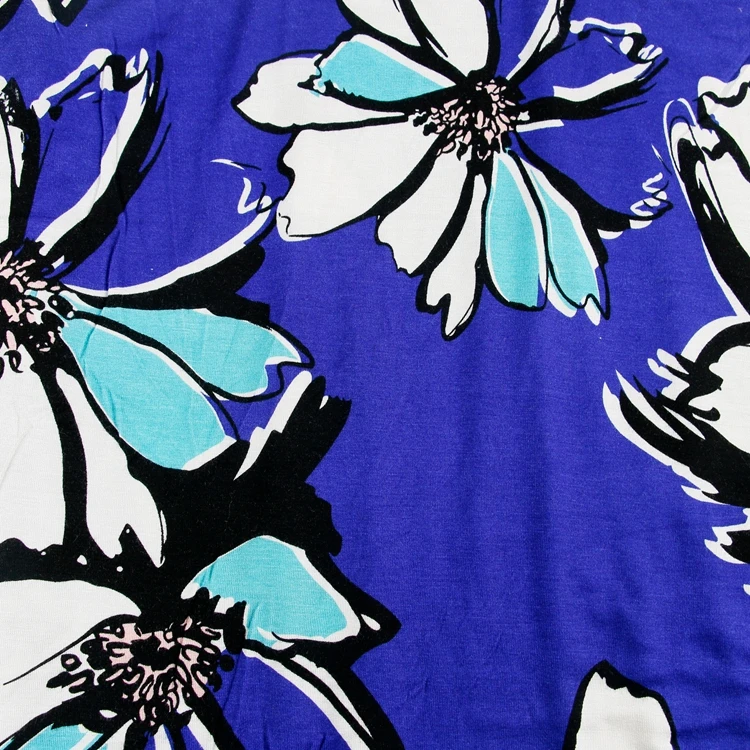 
High Quality knitting 98% rayon 2% spandex Jersey Fabric printed knitting fabric for ladies fashion cloth 