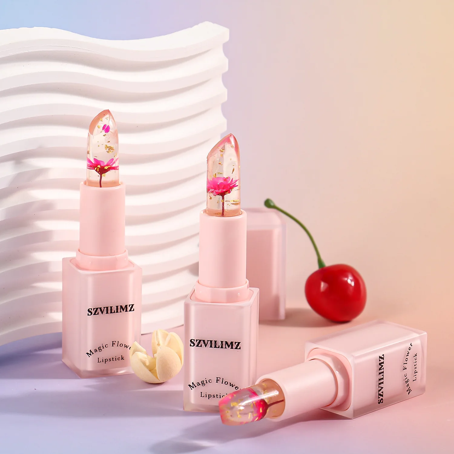 Spot logo Floral Lipstick Moisturizing Lip Care Strawberry Flower Lipstick