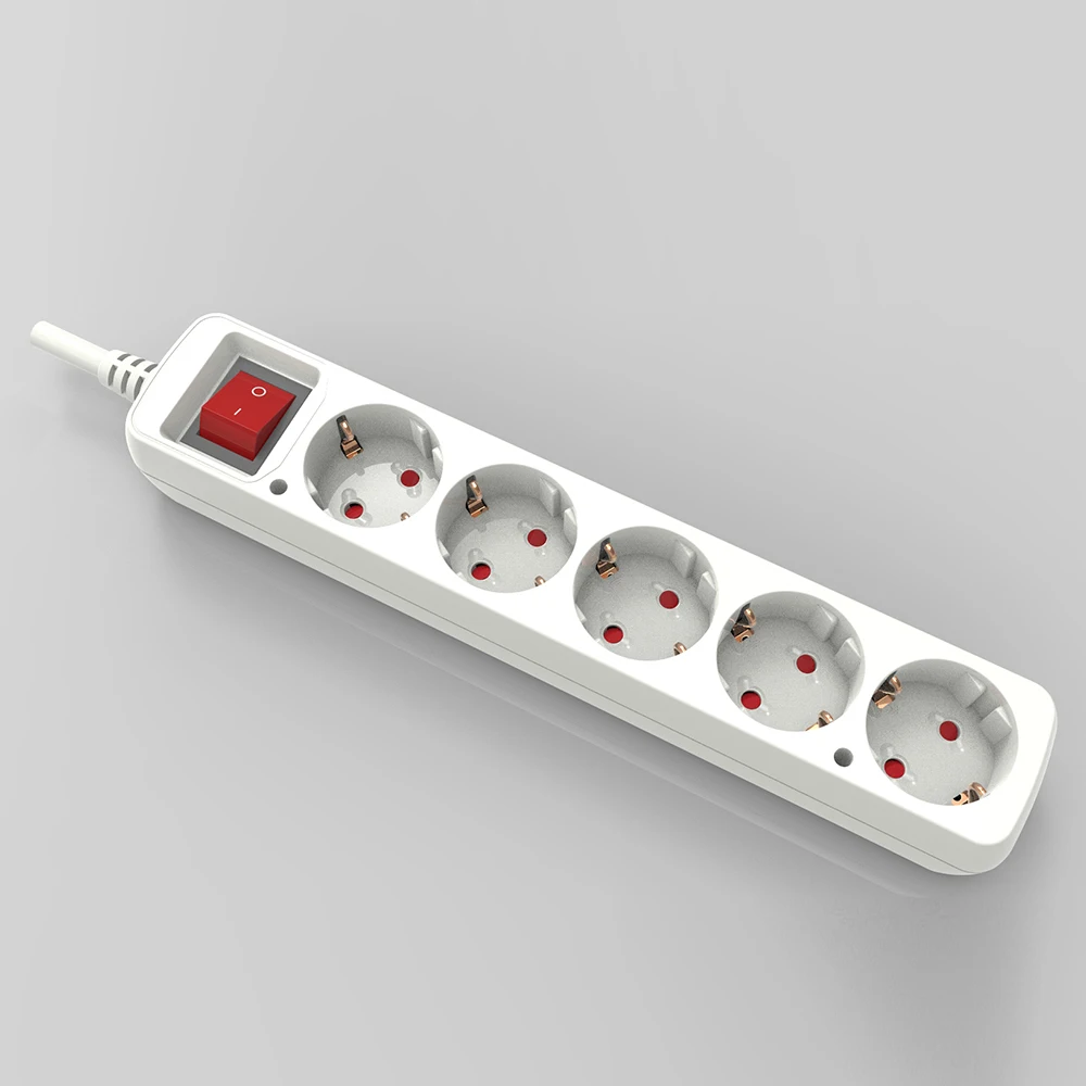  250V 16A 3/4/5/6 way German Outlet EU Plug Multi Extension socket 1.8m/3m/5m cable Power Strip with overload