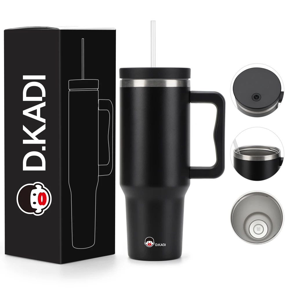 40oz 3.0 Cup Double Wall Stainless Steel Tumbler Powder Coated Vacuum Insulated with Handle and Straw for Travel