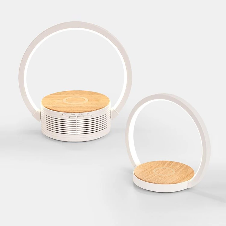 3-step Dimmable Bedside Night Desk Light LED Modern Table Lamp With Wireless Charger Speaker