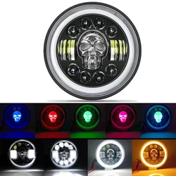 Wholesale Colorful Halo DRL 12V 24V  Angel Eye motorcycle led headlights 7 inch Round Led Headlight For Jeep