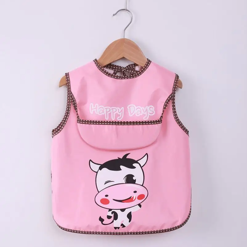 Wholesale  Easy Clean Cute Cartoon Baby Kids Eating Training Smock Bibs Children Waterproof Baby Bib