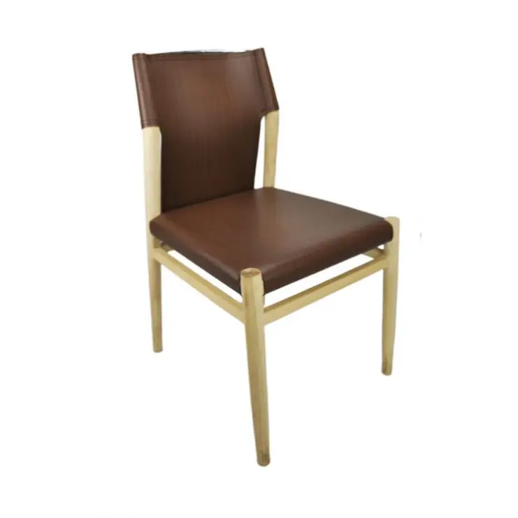 
Customized modern wood cafe chair use for restaurant dining chairs PVC leather cushion chairs 