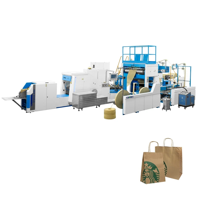 Promotional Various Using High Speed Roll Fed Paper Bag Making Machine Manufacture Kraft Paper Bag With Twisted Handle
