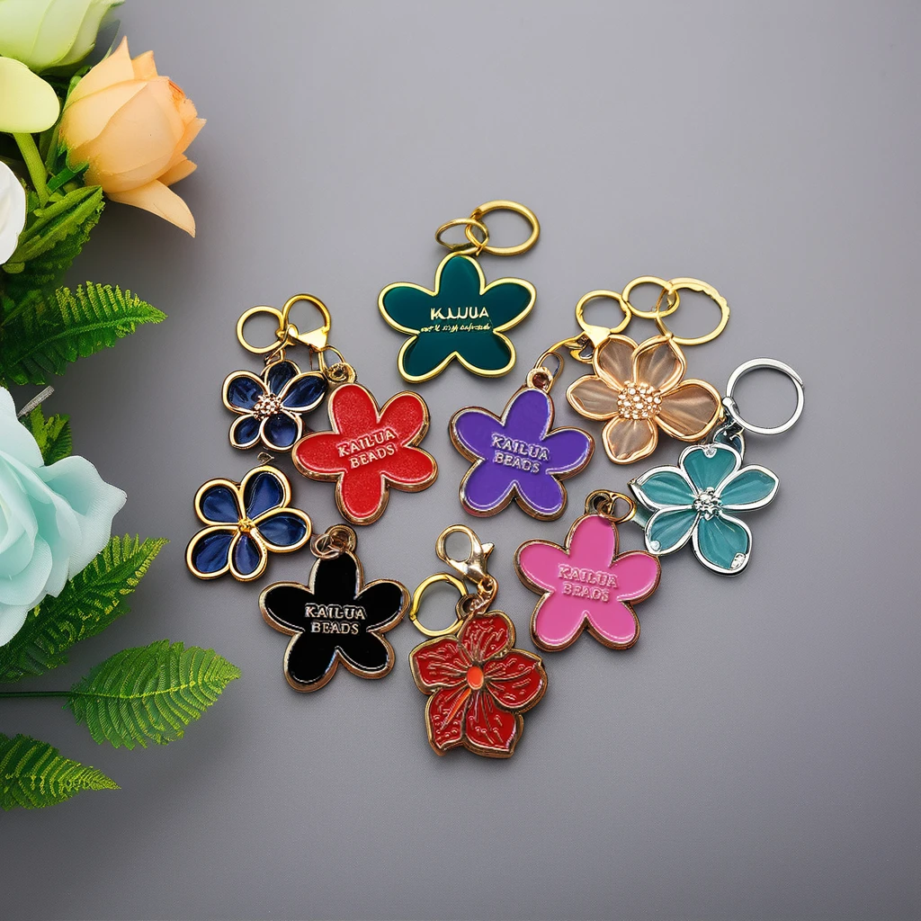China Factory Customize Your Personalized Logo Flower Charms Metal Crafts Soft Enamel Charms for Bracelet Making