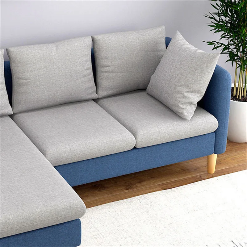 
Durable Simple Cloth Sofa Solid Wood Legs Removable and Washable 3-Seat Sofa Living Room Furniture 