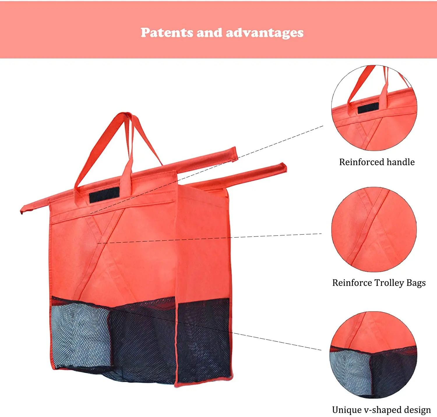 
Reusable Washable Grocery Cart Shopping Trolley Cart Bag with Cooler Bag 