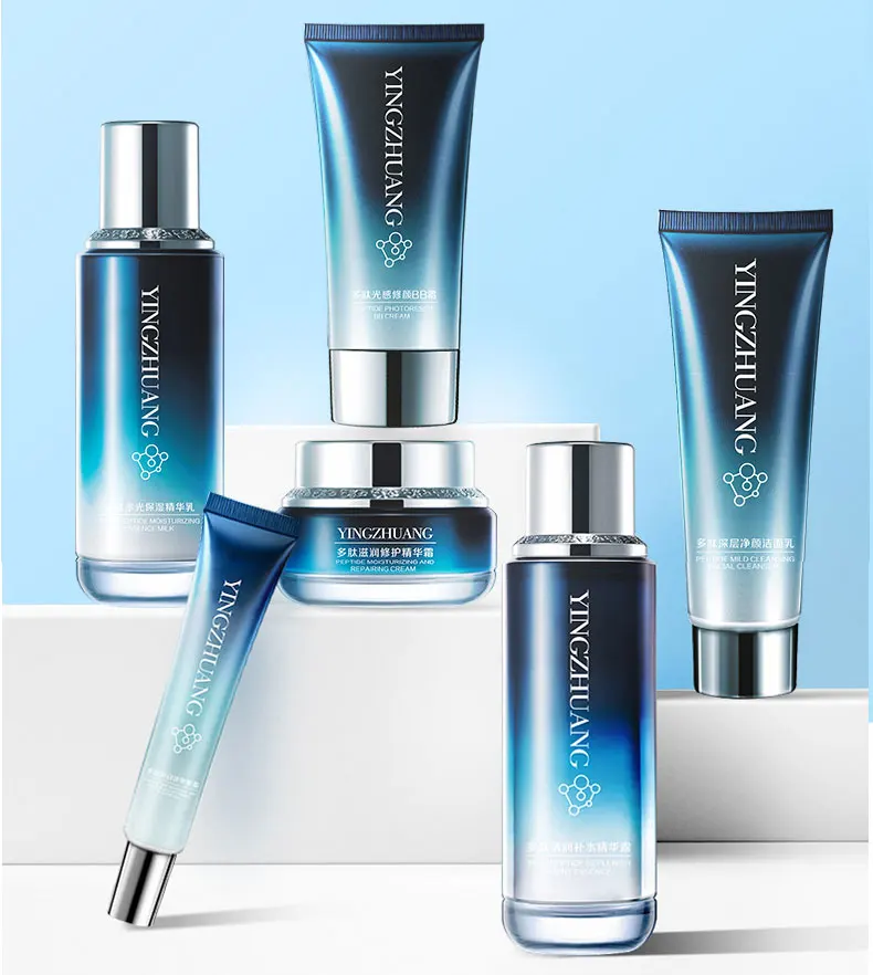 Private Label Facial Kit Refreshing Moisturizing Whitening Face Skin Care Set Customize OEM Logo Time Packaging Support Shelf