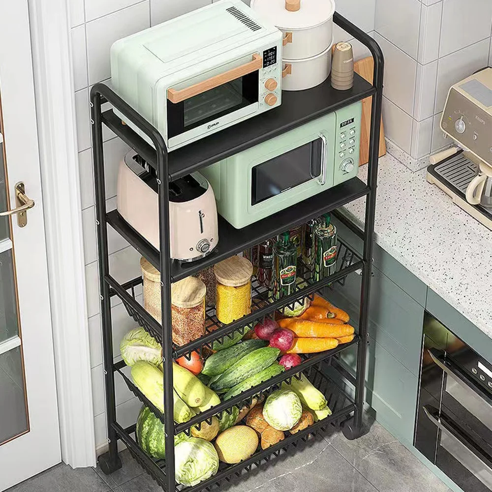 Lihangrui Home Storage metal Shelf organizer with Wheels telescopic kitchen rack Storage Holder & Rack kitchen organizer