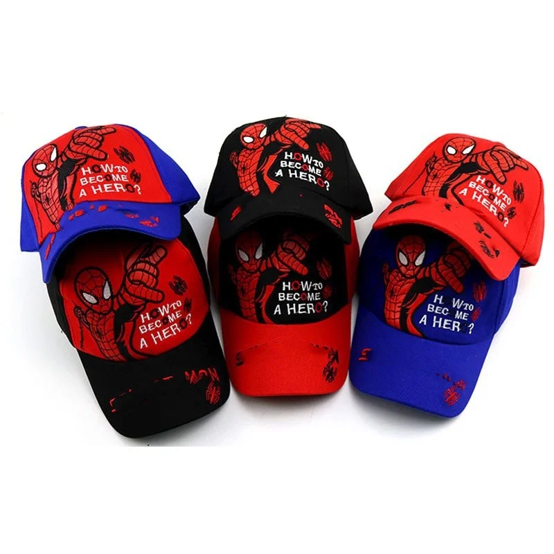 AL  Custom Boys SpiderMans Baseball Hat Cartoon Sports Kids Children Baseball Hats fashion Casual Summer Sun Hats