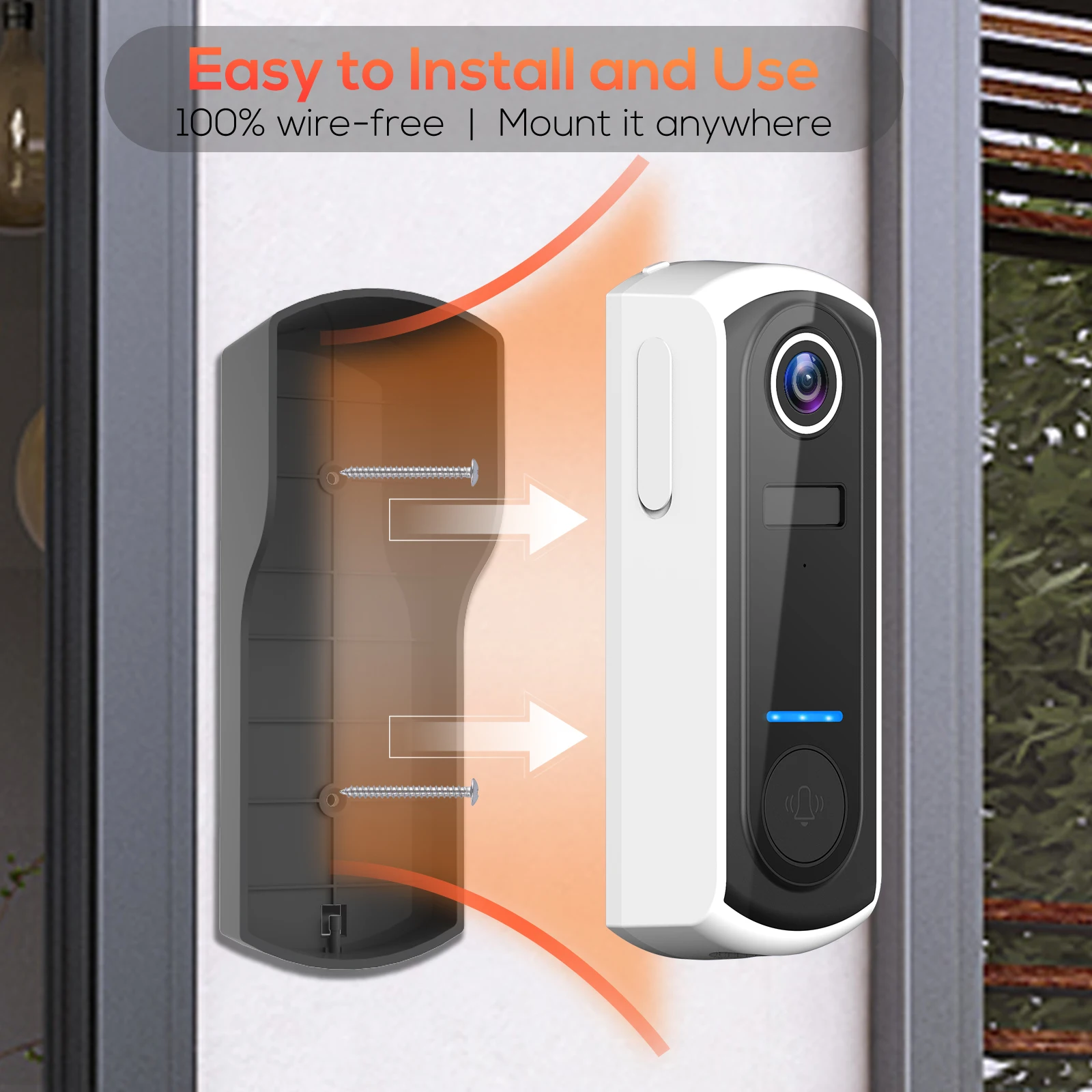 1080P WIFI Video Doorbell Door Bell Wireless Security Camera Doorbell Tuya Smart Home PIR Night Vision Audio Door Phone 95205-P3