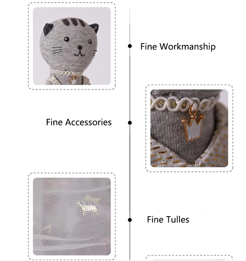 Dressing Up Soft Toys Grey Cat Plush Toy Princess Yarn Dress Doll Girlfriend Birthday Gift Exquisite Gift Box Package