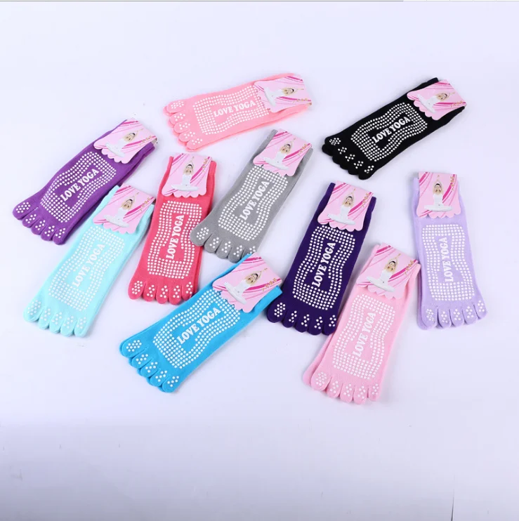 Spring ladies fashion multicolor jacquard leisure yoga five finger socks socks cotton socks