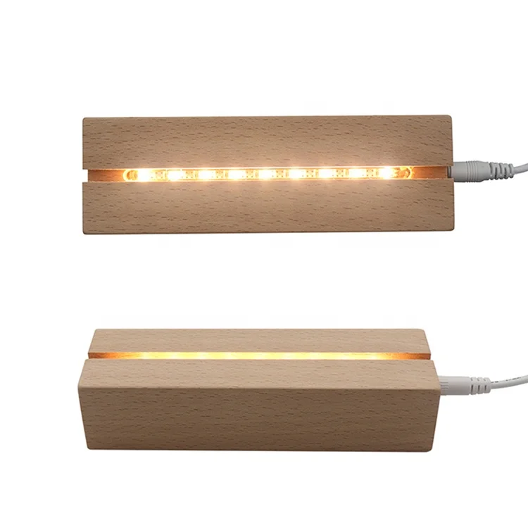 Hot Selling Wholesale wood led night light base wooden 3d led lamp base for 3D Illusion Night Light