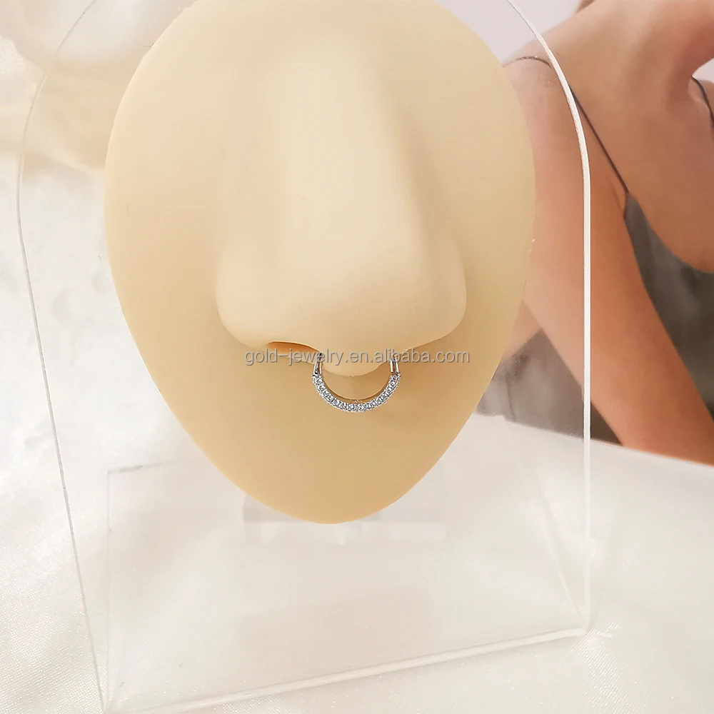 Wholesale 14K Real White Gold Nose Rings Fine Jewelry Piercing Real Diamond Body Jewelry Custom Jewelry Hot Selling