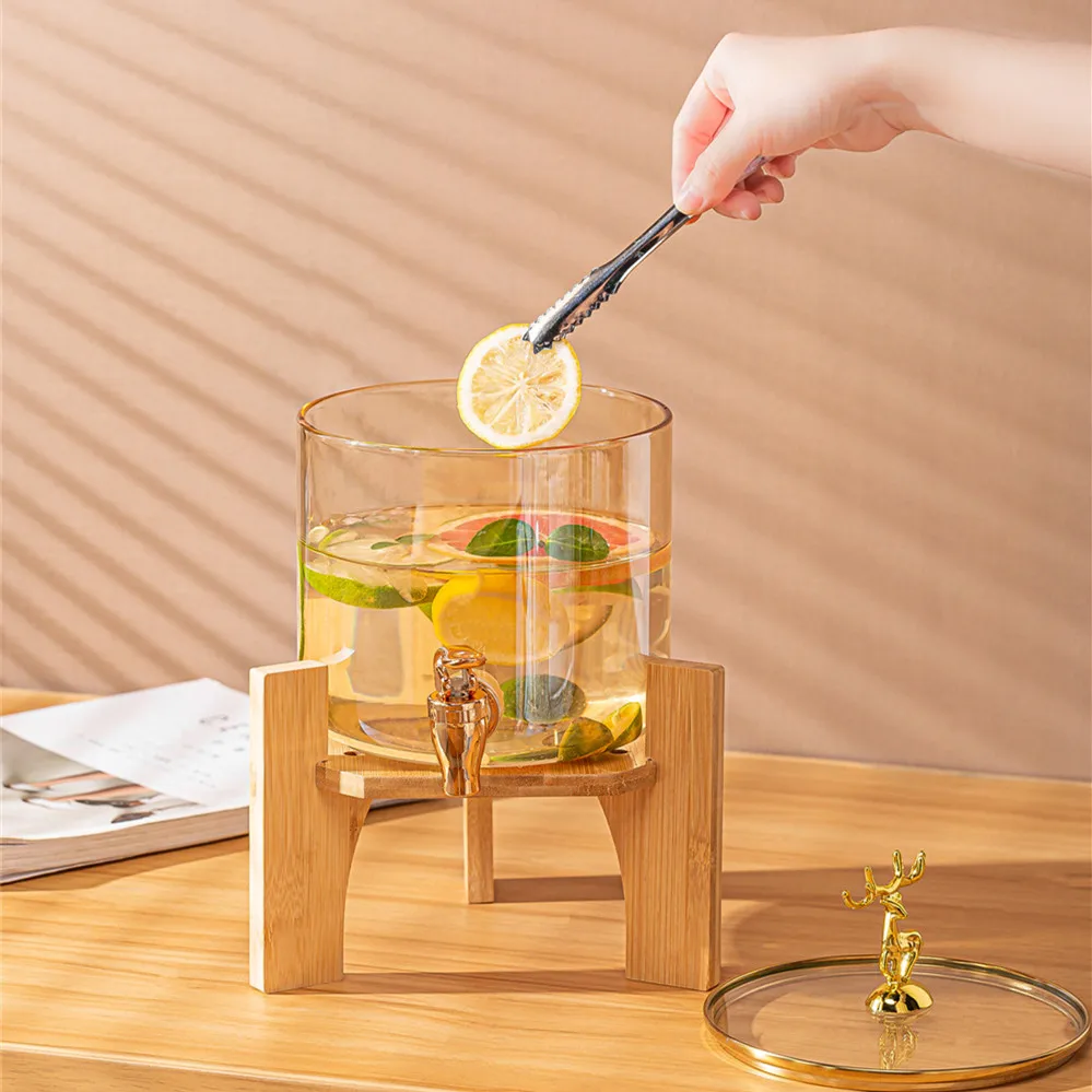 Portable juice jug party glass lid hot cold drink beverage soda fruit juice jug dispenser with tap