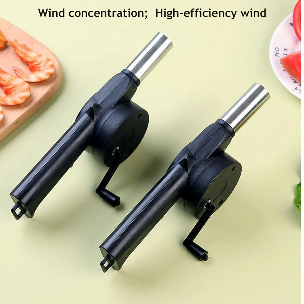 Outdoor Camping Picnic Low Noise Blower for BBQ Cooking Mini Portable Fan Manual Blower