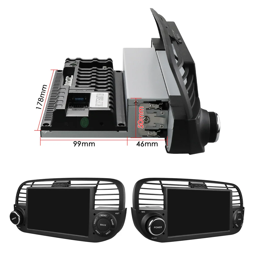 Android Car DVD Player 7 Inch Auto Smart Touch Diamond Screen Double Din Car Stereo For  Fiat 500 2007-2015 Carplay With GPS/Mp5